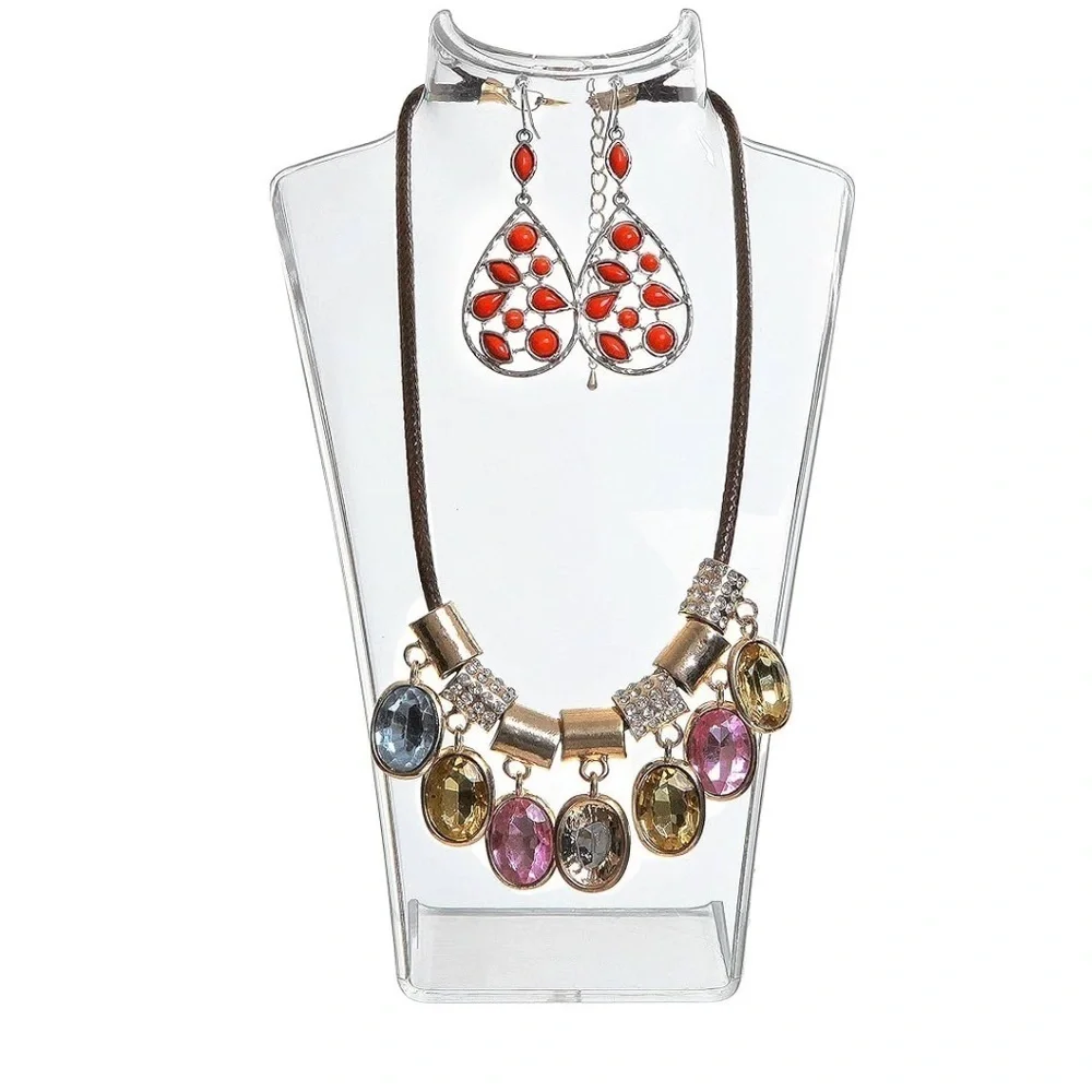 Acrylic jewelry display set approx 8 inches each for necklaces and earri…